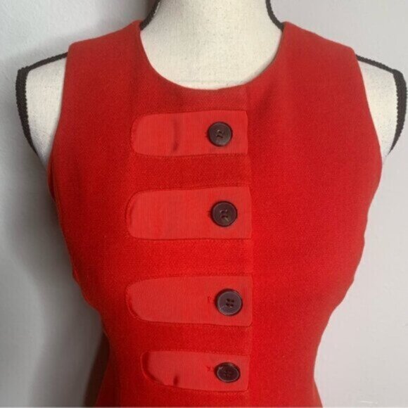 J. McLaughlin Orange Sleeveless Vintage Button Sheath Dress - Picture 6 of 14